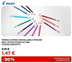 Max Factory Pilot penna a sfera cancellabile frixion ball sticks punta 0,7 mm offerta