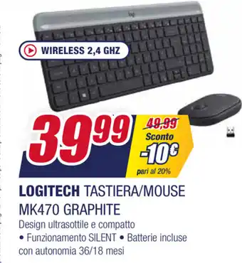 Trony Logitech Tastiera/Mouse MK470 Graphite offerta