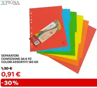 Max Factory Pigna separatori confezione da 6 pz colori assortiti 160 gr offerta
