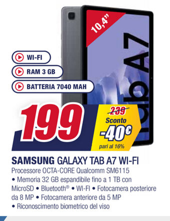 Trony Samsung Galaxy Tab A7 Wi-Fi offerta