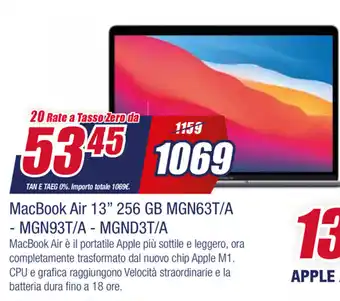 Macbook Air 13" 256 GB MGN63T/A-MGN93T/A-MGND3T/A