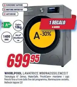 Trony WHIRLPOOL LAVATRICE W809ADSSILENCEIT offerta