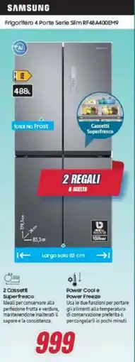 Trony SAMSUNG Frigorifero 4 Porte Serie Siim RF48 A400 EM9 offerta