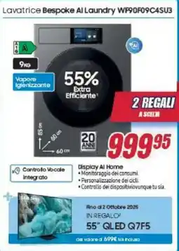 Trony SAMSUNG Lavatrice Bespoke Al Laundry WF90F09C4SU3 offerta