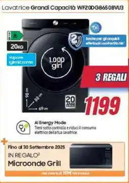 Trony SAMSUNG Lavatrice Grandi Capacità WF20DG8650BVU3 offerta
