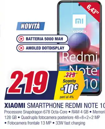 Trony Xiaomi Smartphone Redmi Note 10 offerta