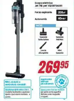 Trony SAMSUNG Scopa elettrica Jet 75E pet VS20875AGRI offerta