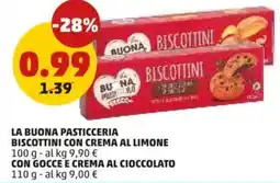 PENNY La buona pasticceria biscottini con crema al limone- con gocce e crema al cioccolato offerta