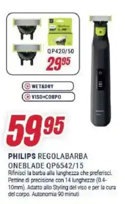 Trony PHILIPS REGOLABARBA ONEBLADE QP6542/15 offerta