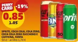 PENNY SPRITE, COCA COLA, COLA ZERO, COCA COLA ZERO ZUCCHERO E CAFFEINA, FANTA offerta