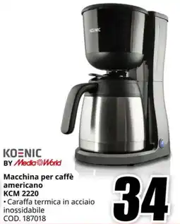 MediaWorld KOENIC BY Media World Macchina per caffè americano KCM 2220 offerta