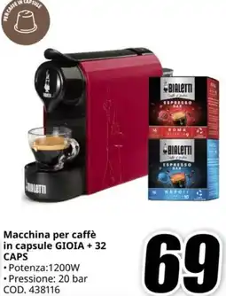 MediaWorld BIALETTI Macchina per caffè in capsule GIOIA +32 CAPS offerta