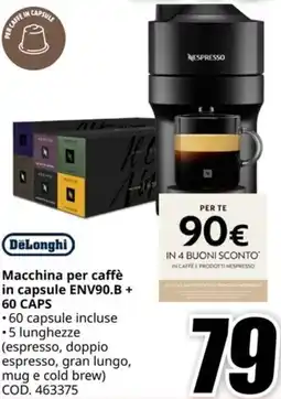 MediaWorld DeLonghi Macchina per caffè in capsule ENV90.B 60 CAPS offerta