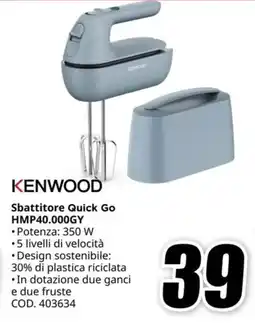 MediaWorld KENWOOD Sbattitore Quick Go HMP40.000GY offerta