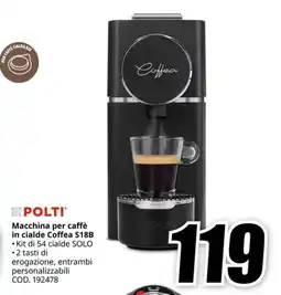 MediaWorld POLTI Macchina per caffè in cialde Coffea S18B offerta