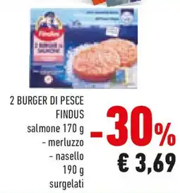 Conad 2 burger di pesce FINDUS offerta