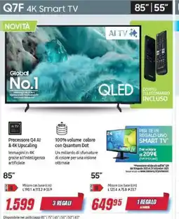Trony Samsung Q7F 4K Smart TV 85" offerta