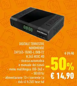 Conad Digitale terrestre NORDMENDE ZAP265-10/ND-L DVB-T2 H.265 HEVC HD offerta
