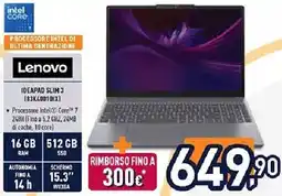 Unieuro Lenovo IDEAPAD SLIM 3 (83K4001QIX) offerta