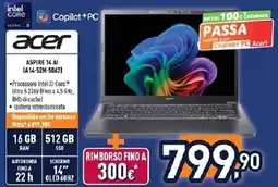 Unieuro acer ASPIRE 14 AI (A14-52M-5067) offerta