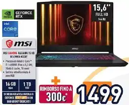 Unieuro MSI GAMING KATANA 15 HX B14WGK-033IT offerta