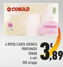 Conad 6 rotoli carta igienica profumata CONAD offerta