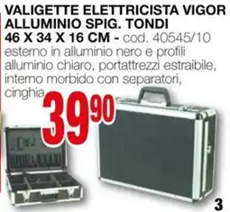 Mondo Brico Valigette elettricista vigor alluminio spig. tondi 46 x 34 x 16 cm offerta