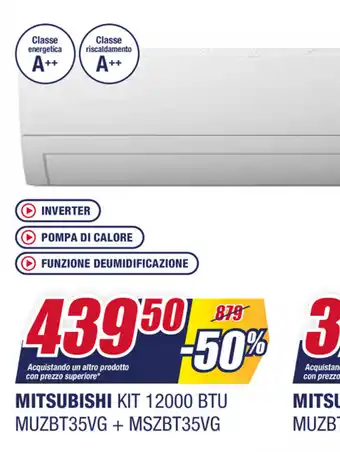 Trony Mitsubishi Kit 12000 BTU MUZBT35VG + MSZBT35VG offerta