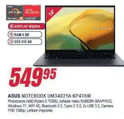 Trony ASUS NOTEBOOK UM3402YA-KP416W offerta