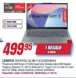 Trony LENOVO IDEAPAD SLIM 3 82XQ004KIX offerta