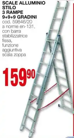 Mondo Brico Scale alluminio stilo 3 rampe 9+9+9 gradini offerta