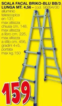 Mondo Brico SCALA FACAL BRIKO-BLU BB/3 Lunga MT. 4,56 offerta