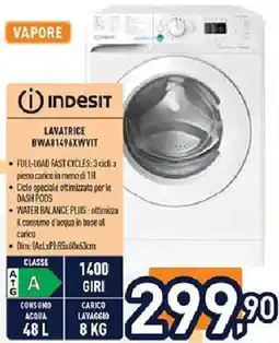 Unieuro INDESIT LAVATRICE BWA81496XWVIT offerta