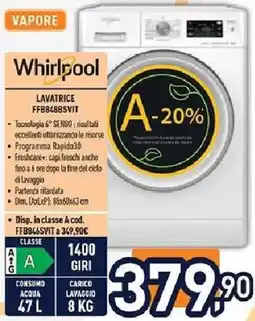 Unieuro Whirlpool LAVATRICE FFB848BSVIT offerta