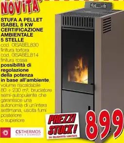Mondo Brico Stufa a pellet isabel 8 kw certificazione ambientale 5 stelle CSTHERMOS offerta