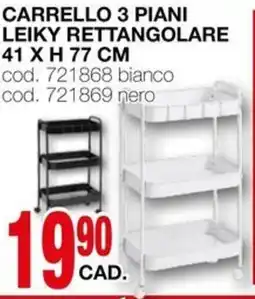 Mondo Brico Carrello 3 piani leiky rettangolare 41 X H 77 CM offerta