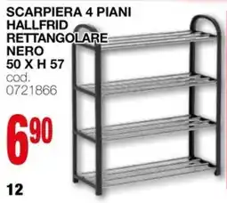 Mondo Brico Scarpiera 4 piani hallfrid rettangolare nero 50 x H 57 offerta