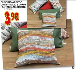 Mondo Brico Cuscino arredo crazy 40x40 e 30x50 fantasie assortite offerta