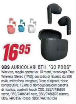 Trony Sbs auricolari bth "go pods" offerta