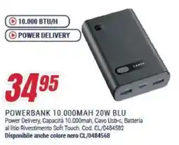 Trony Cellularline powerbank 10.000mah 20w blu offerta