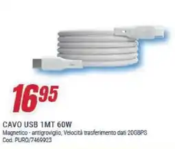 Trony Cellularline cavo usb 1mt 60W offerta