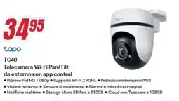 Trony tp-link tapo TC40 Telecamera Wi-Fi Pan/Tilt offerta
