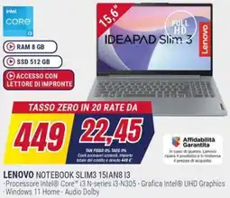 Trony LENOVO NOTEBOOK SLIM3 15IAN8 13 offerta