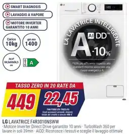 Trony LG LAVATRICE F4R3010NSWW offerta