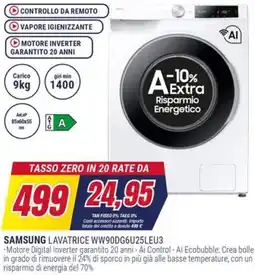 Trony SAMSUNG LAVATRICE WW90DG6U25LEU3 offerta
