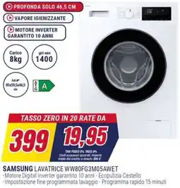 Trony SAMSUNG LAVATRICE WW80FG3M05AWET offerta