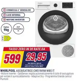 Trony WHIRLPOOL ASCIUGATRICE CWD R49M WBS IT offerta