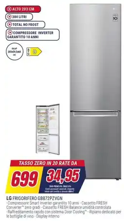 Trony LG FRIGORIFERO GBB72PZVGN offerta