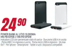 Trony POWER BANK AL LITIO 10.000MA HN-PB10PDB // HN-PB10PDW offerta