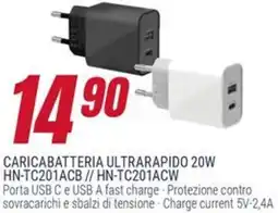 Trony CARICABATTERIA ULTRARAPIDO 20W HN-TC201ACB // HN-TC201ACW offerta